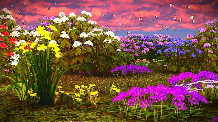 Een tuin vol bloemen legpuzzel online