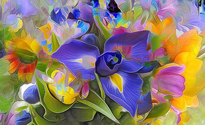 Grafica flori albastre puzzle online