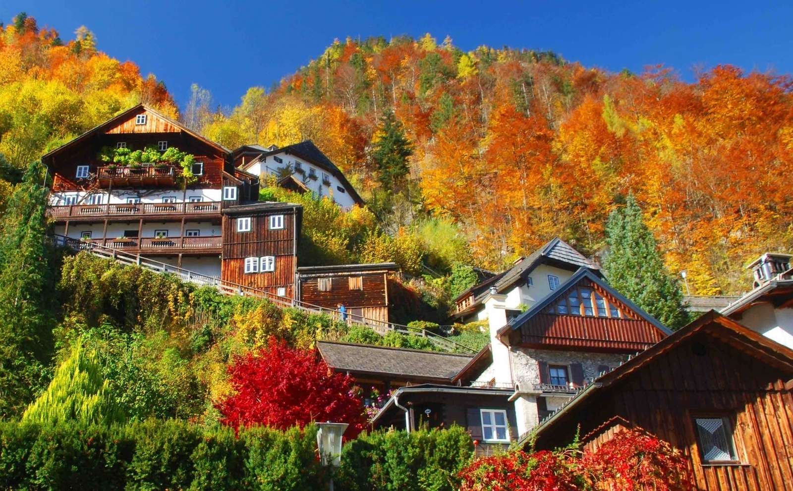Herfst uitzicht op de bergen online puzzel