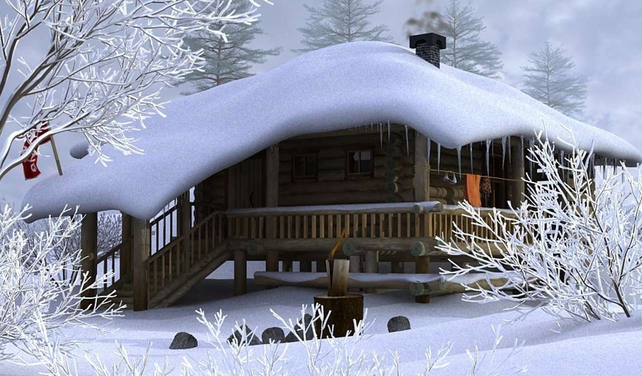A snow-covered gazebo online puzzle