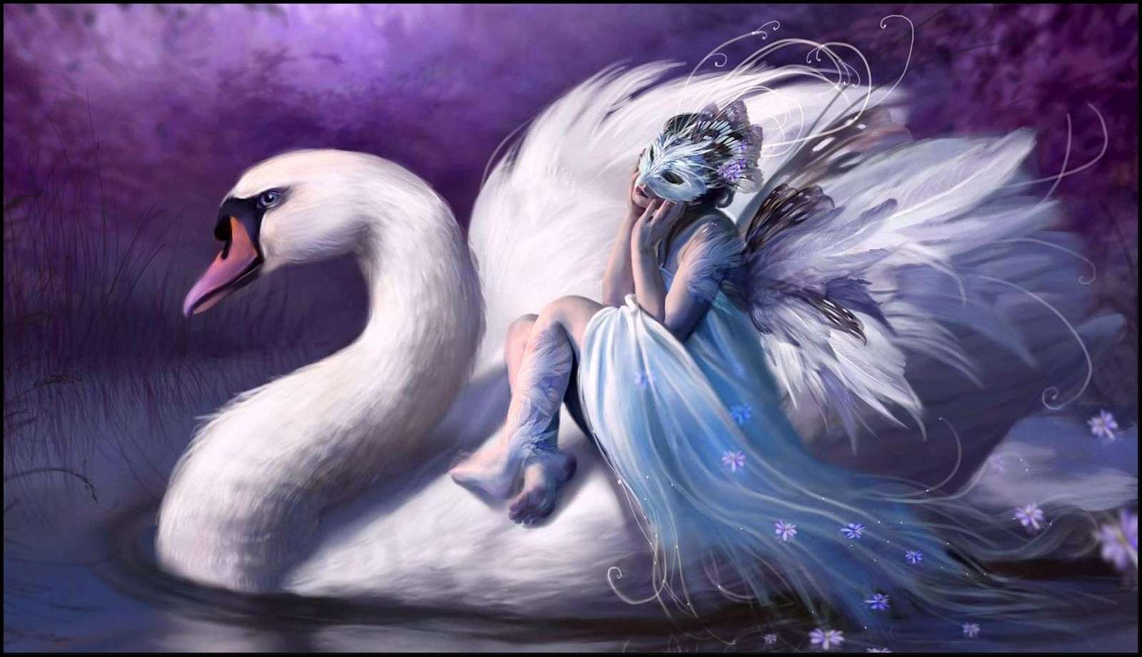 Girl and swan online puzzle