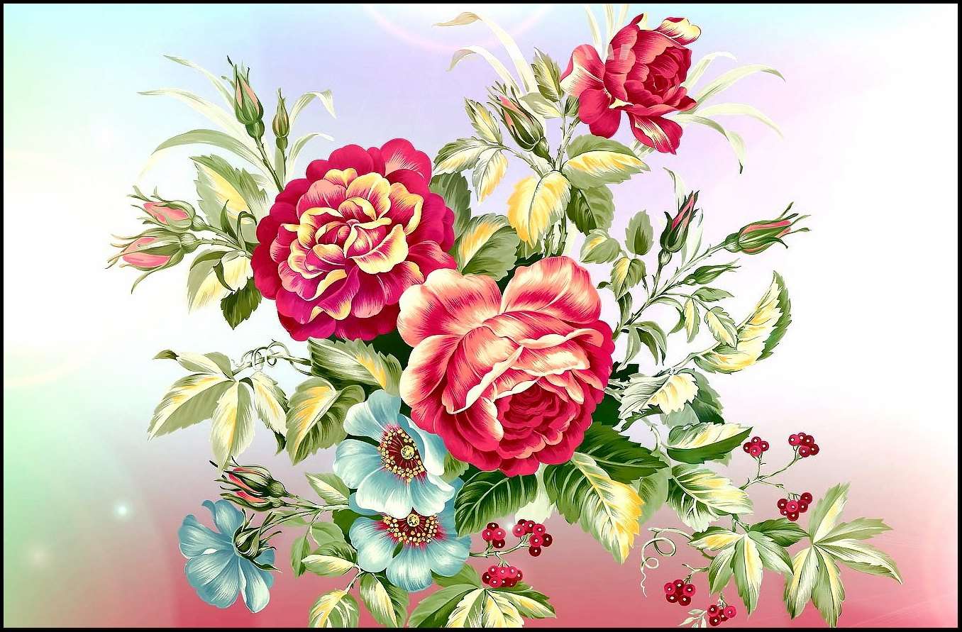 Живопис с цветя онлайн пъзел