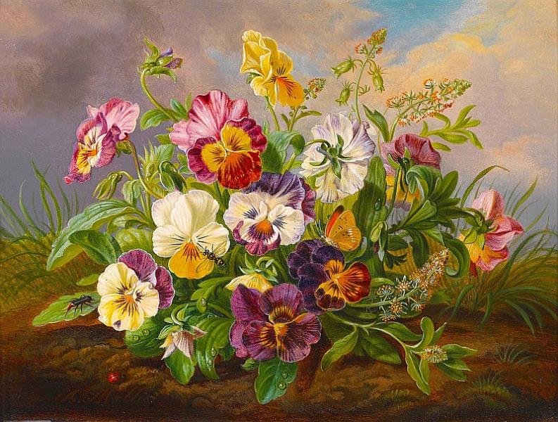 Painted bouquet of pansies online puzzle