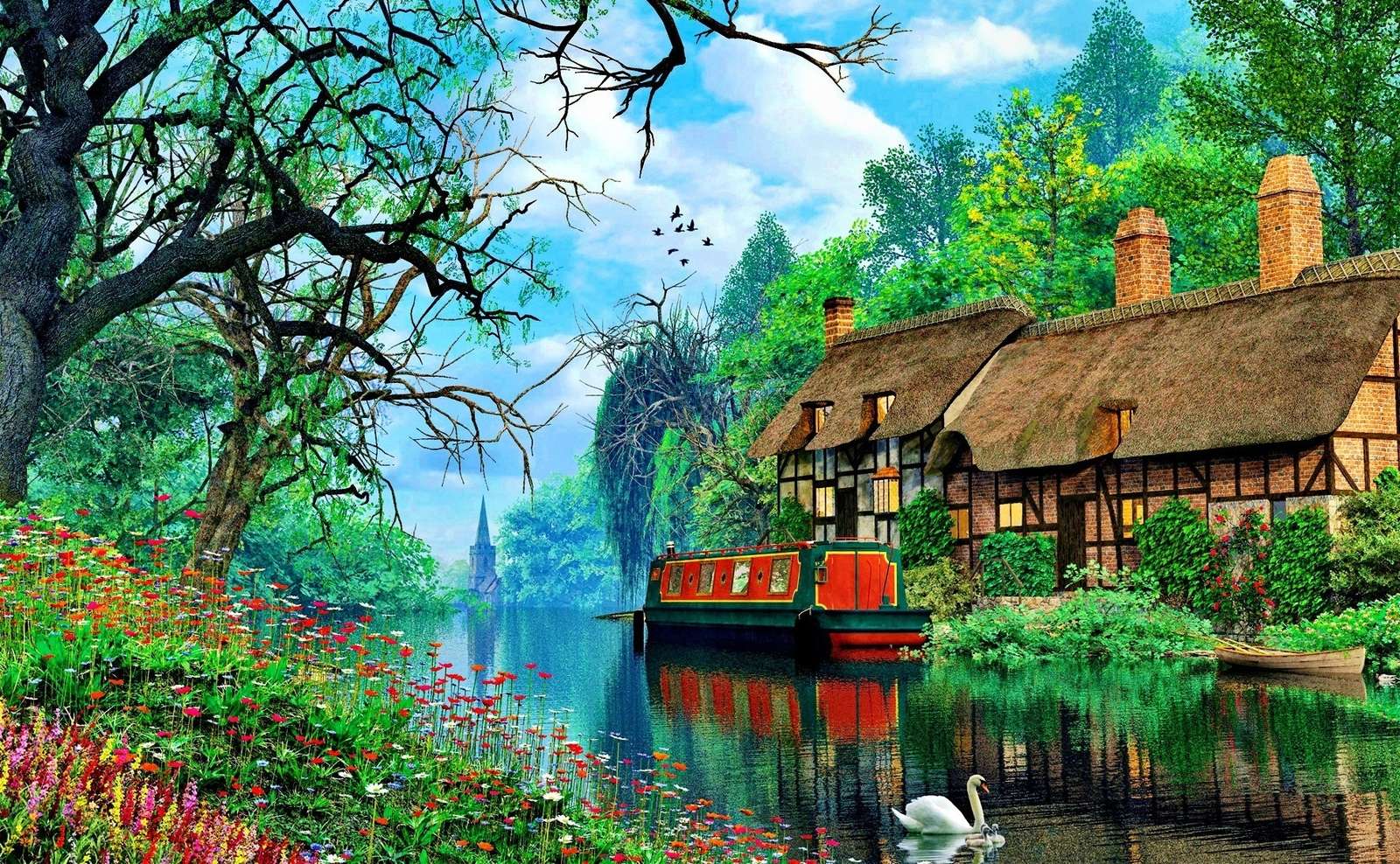 Cottage on the river jigsaw puzzle online