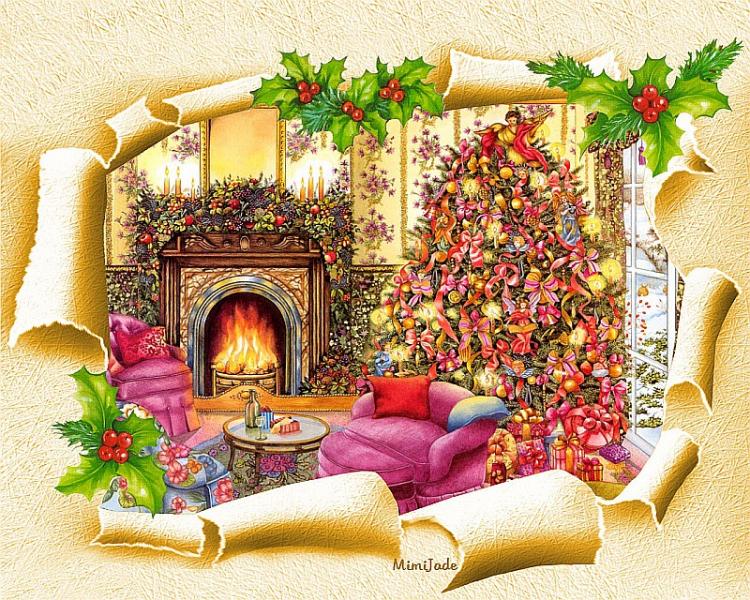 Cameră de Crăciun cu șemineu jigsaw puzzle online