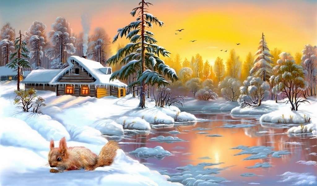 Winter in painting jigsaw puzzle