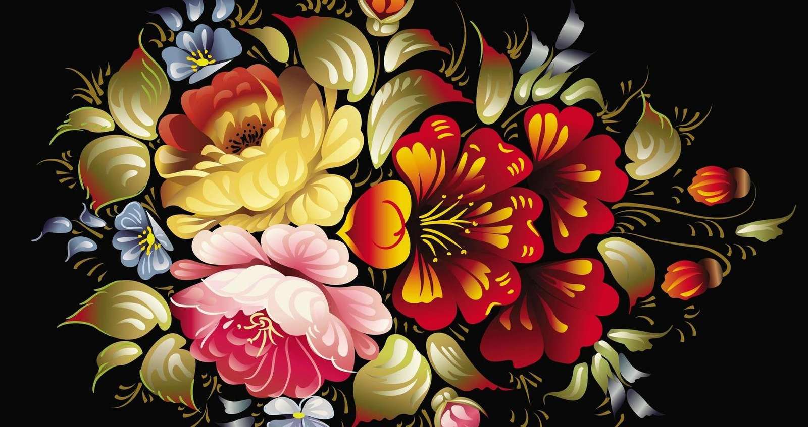 Flores pintadas puzzle online