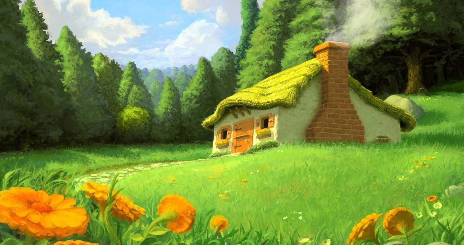 Εξοχικό σπίτι στα βουνά παζλ online
