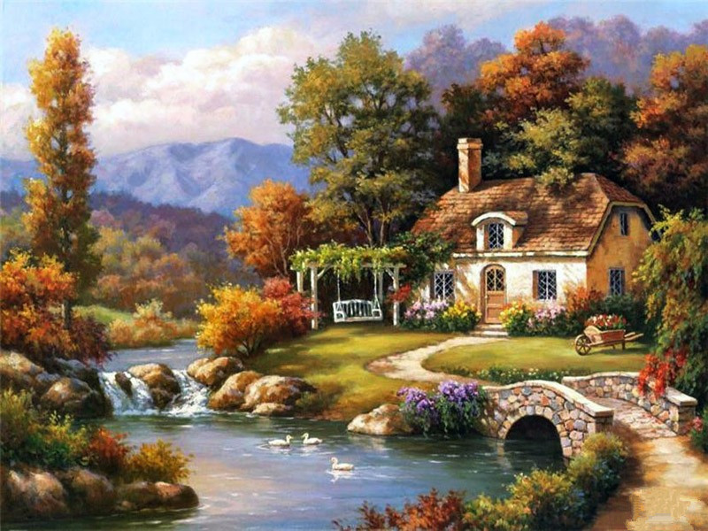 Maison en couleurs d'automne puzzle en ligne
