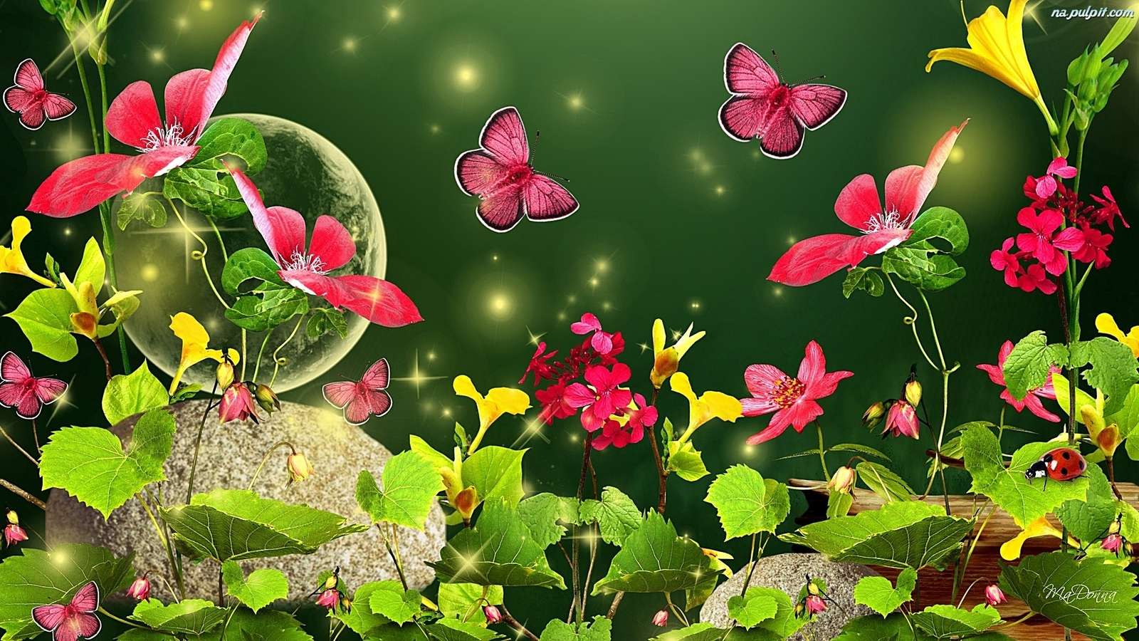 Kwiaty i motyle онлайн пъзел