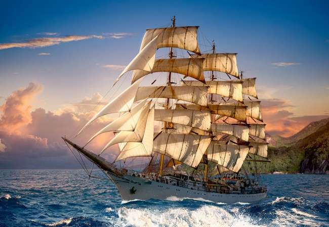 Sailing at sunset jigsaw puzzle online