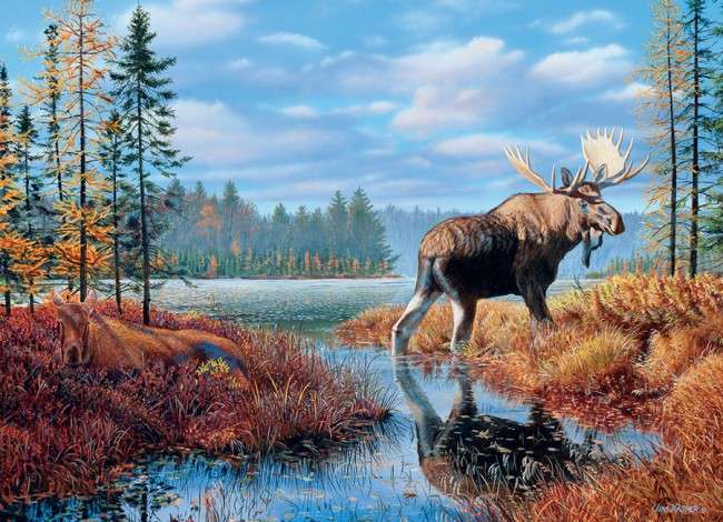 Elk în mlaștină jigsaw puzzle online
