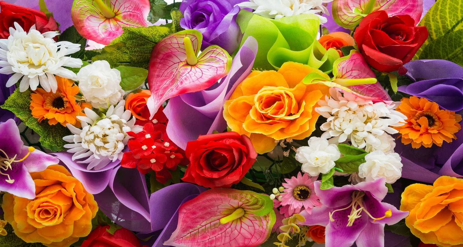 Színes virágok kirakós online