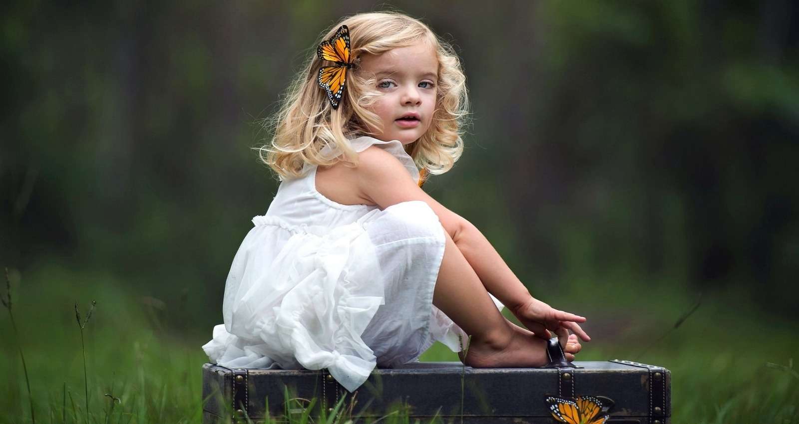 Dívka a motýl skládačky online