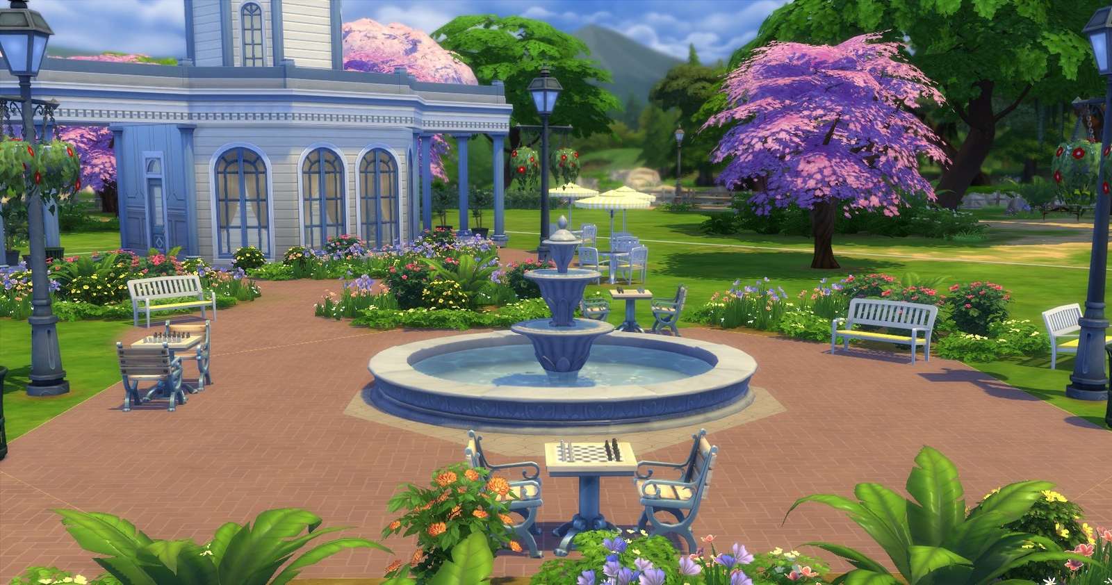 Park with a fountain jigsaw puzzle online