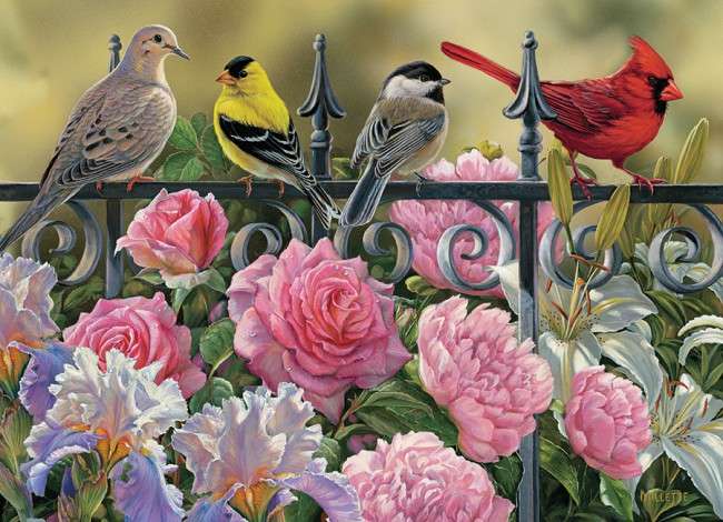 Fleurs, oiseaux et legpuzzel online
