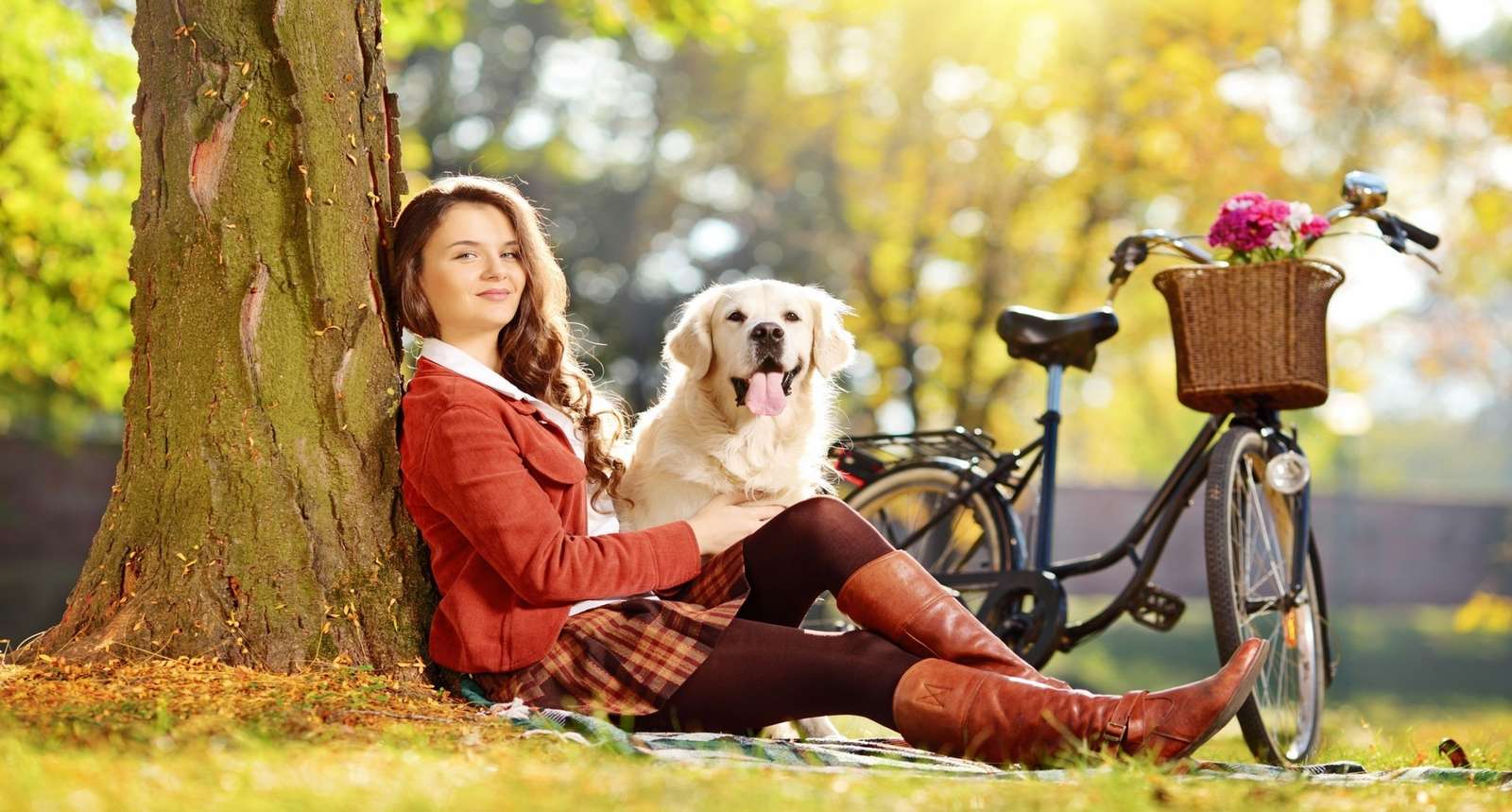 Girl with a dog online puzzle