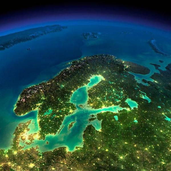 Skandinavien sett från rymden Pussel online