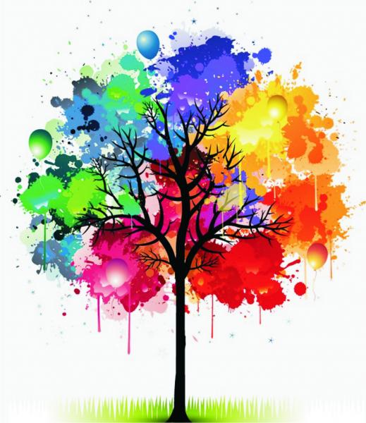 Färgglada träd Pussel online