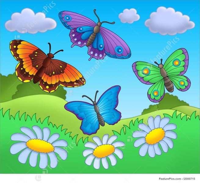 fladdrande fjärilar på en äng Pussel online