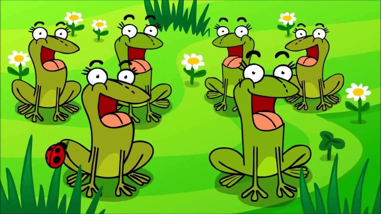 grodor sjunger på en grön äng pussel på nätet