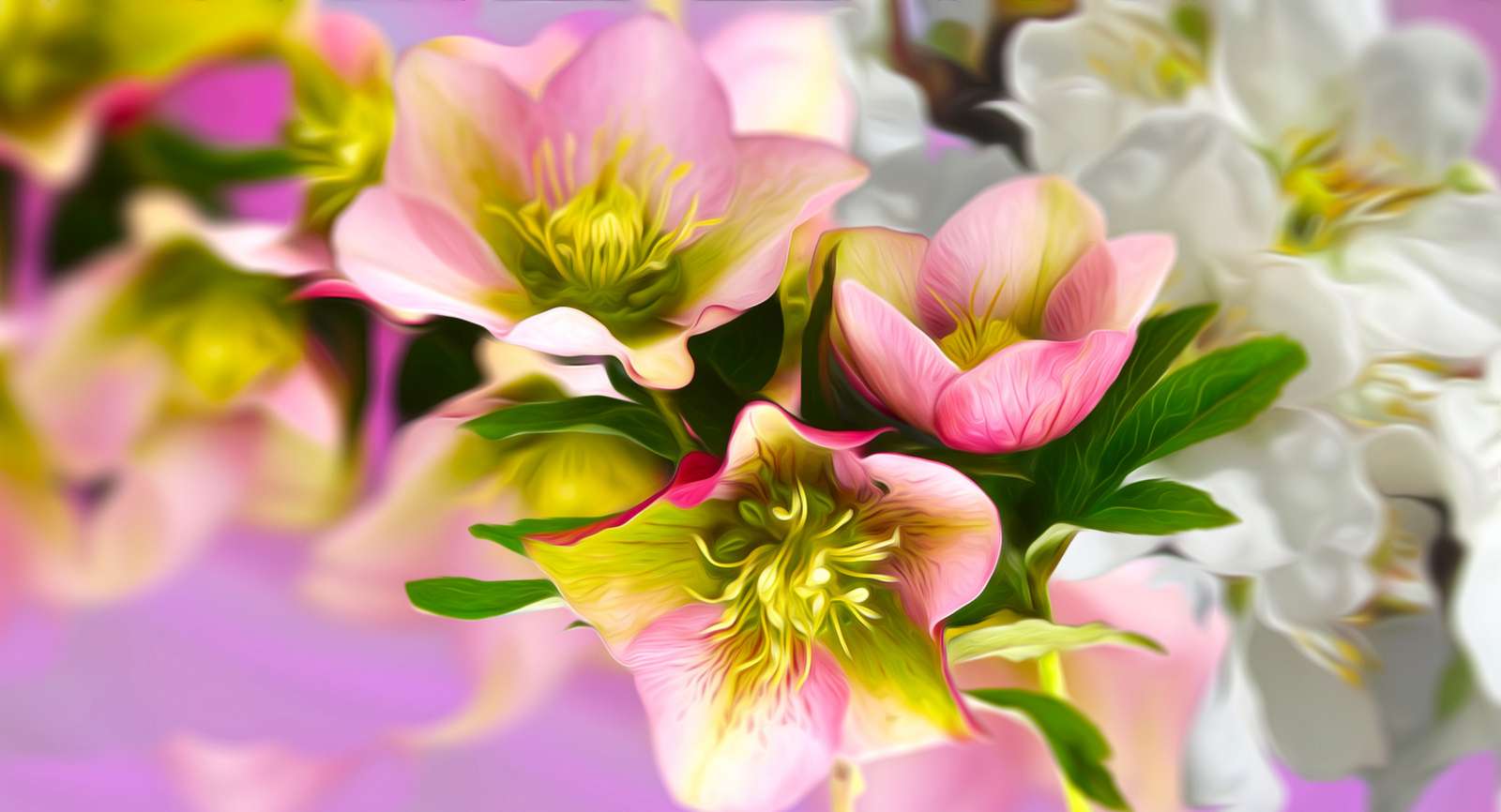 Πολύχρωμα λουλούδια online παζλ
