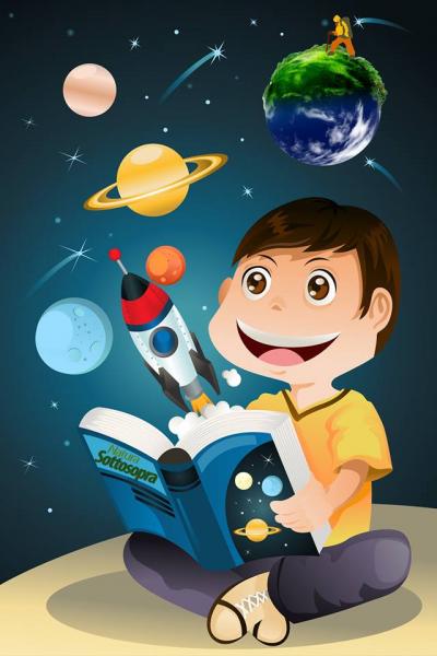 ребенок в космосе онлайн-пазл