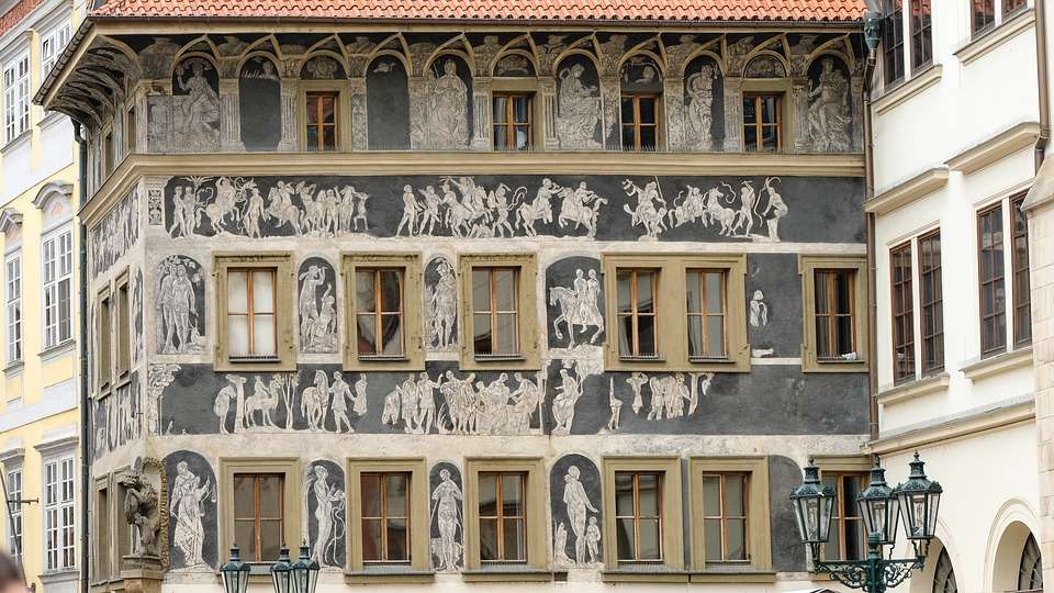 Hyreshus i det tjeckiska Prag. Pussel online