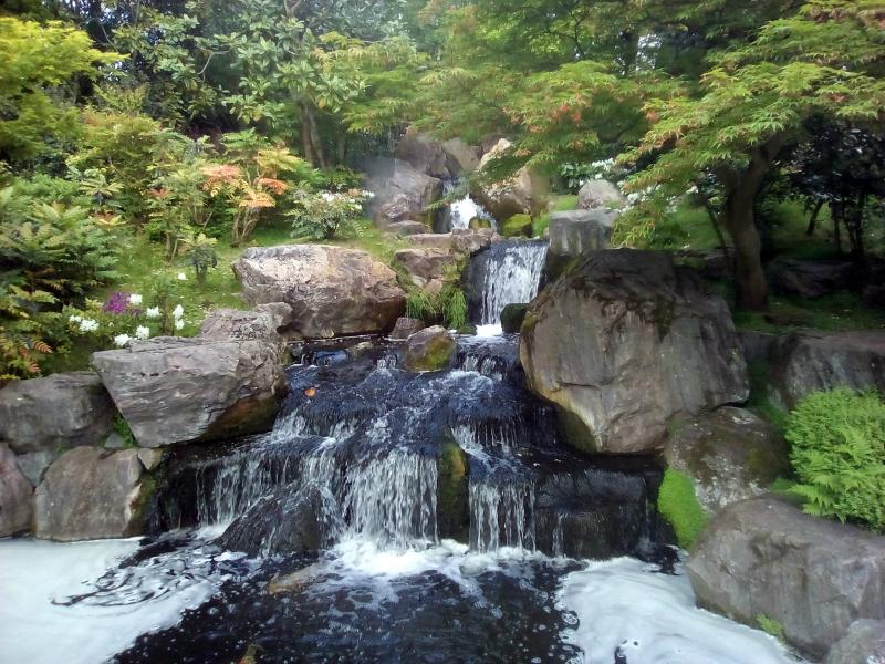 Waterfall in Kyoto garden at jigsaw puzzle online