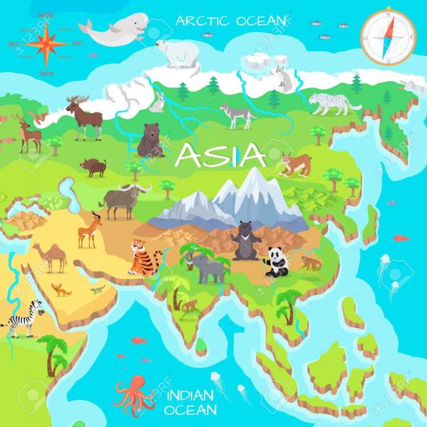 континент Азії пазл онлайн