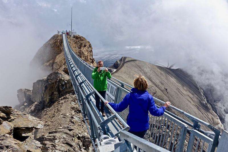 Hängebrücke in den Alpen. Puzzlespiel online