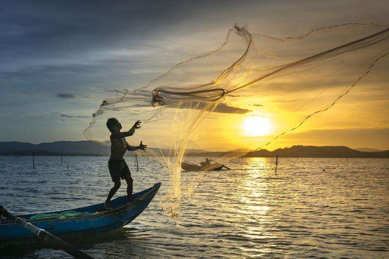 Rybář na řece. skládačky online