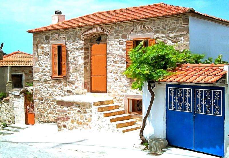 Huisje in Griekenland. legpuzzel online