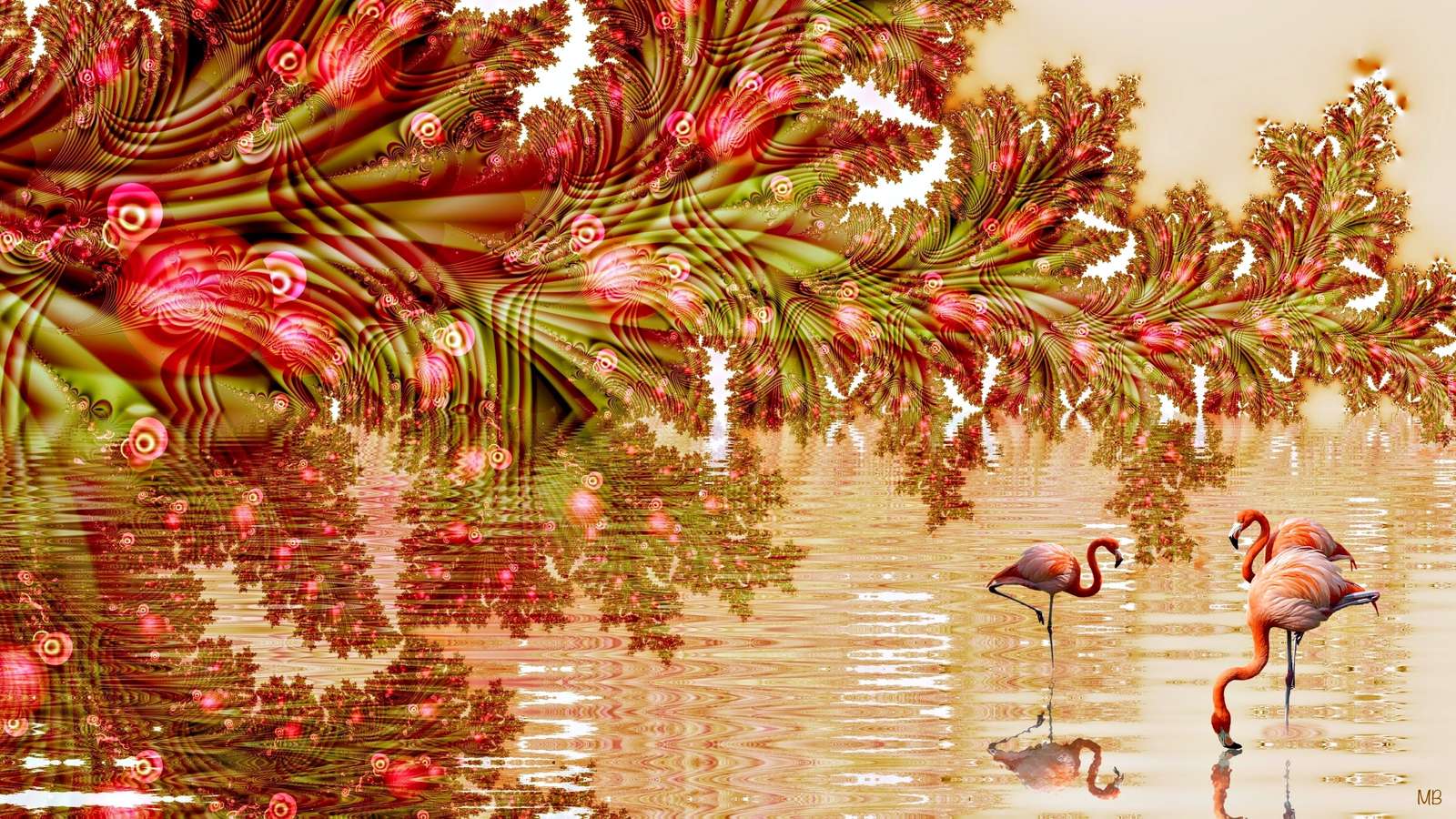 Flamingos. Puzzlespiel online