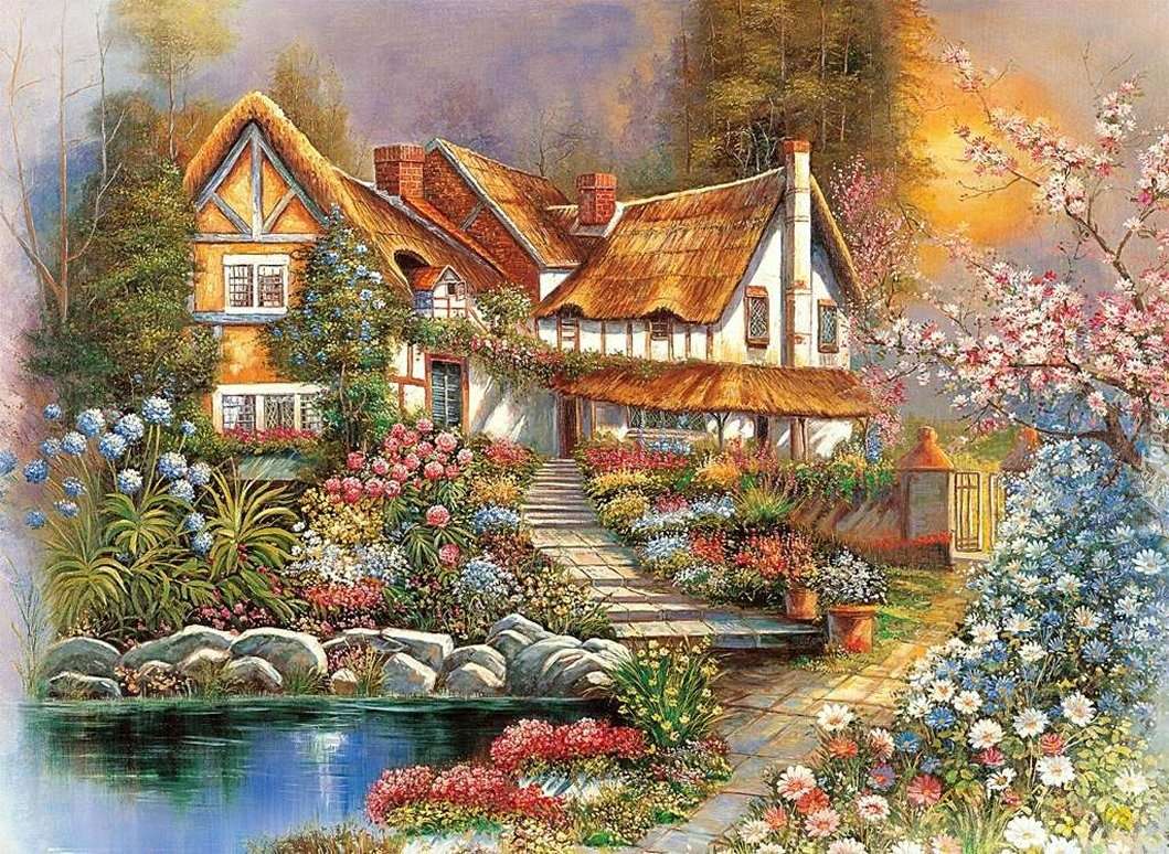 Haus im Sommergarten. Puzzlespiel online