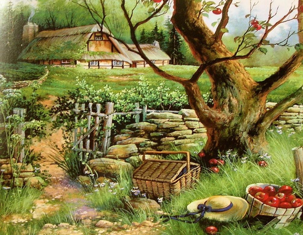 Picknick in de tuin. legpuzzel online