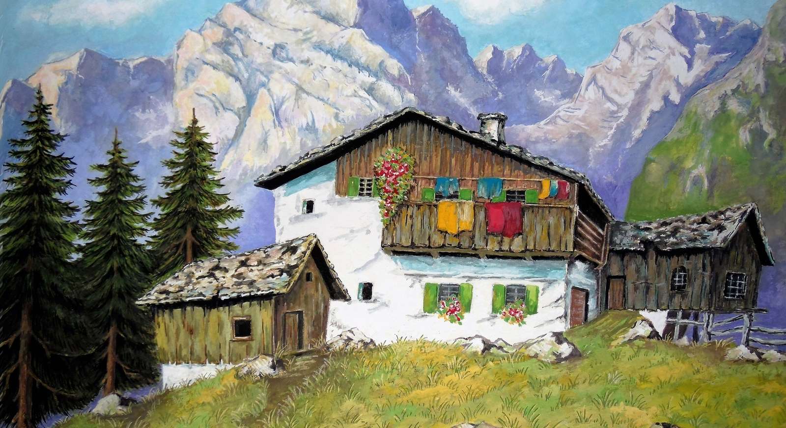 Casa rural en las montañas rompecabezas en línea