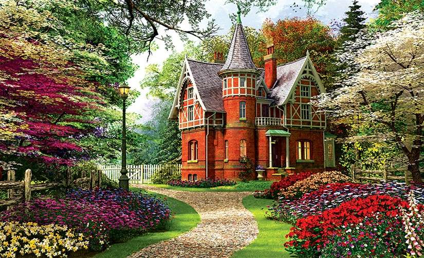 Ένα μικρό παλάτι με κήπο online παζλ
