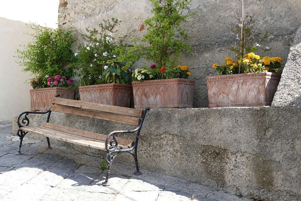 A bench under the wall. online puzzle