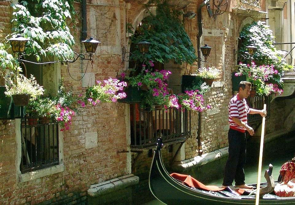 Venetiansk gondolier. pussel på nätet