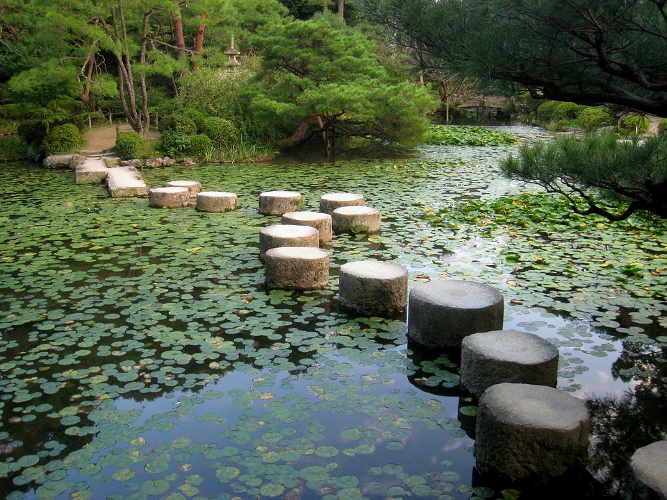 Японска градина в Киото. онлайн пъзел