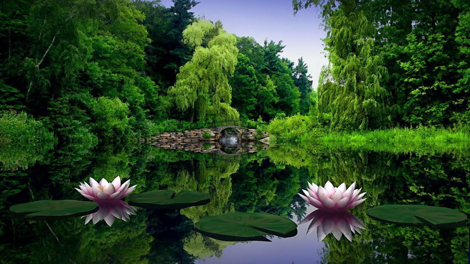 Езерце в парка. онлайн пъзел