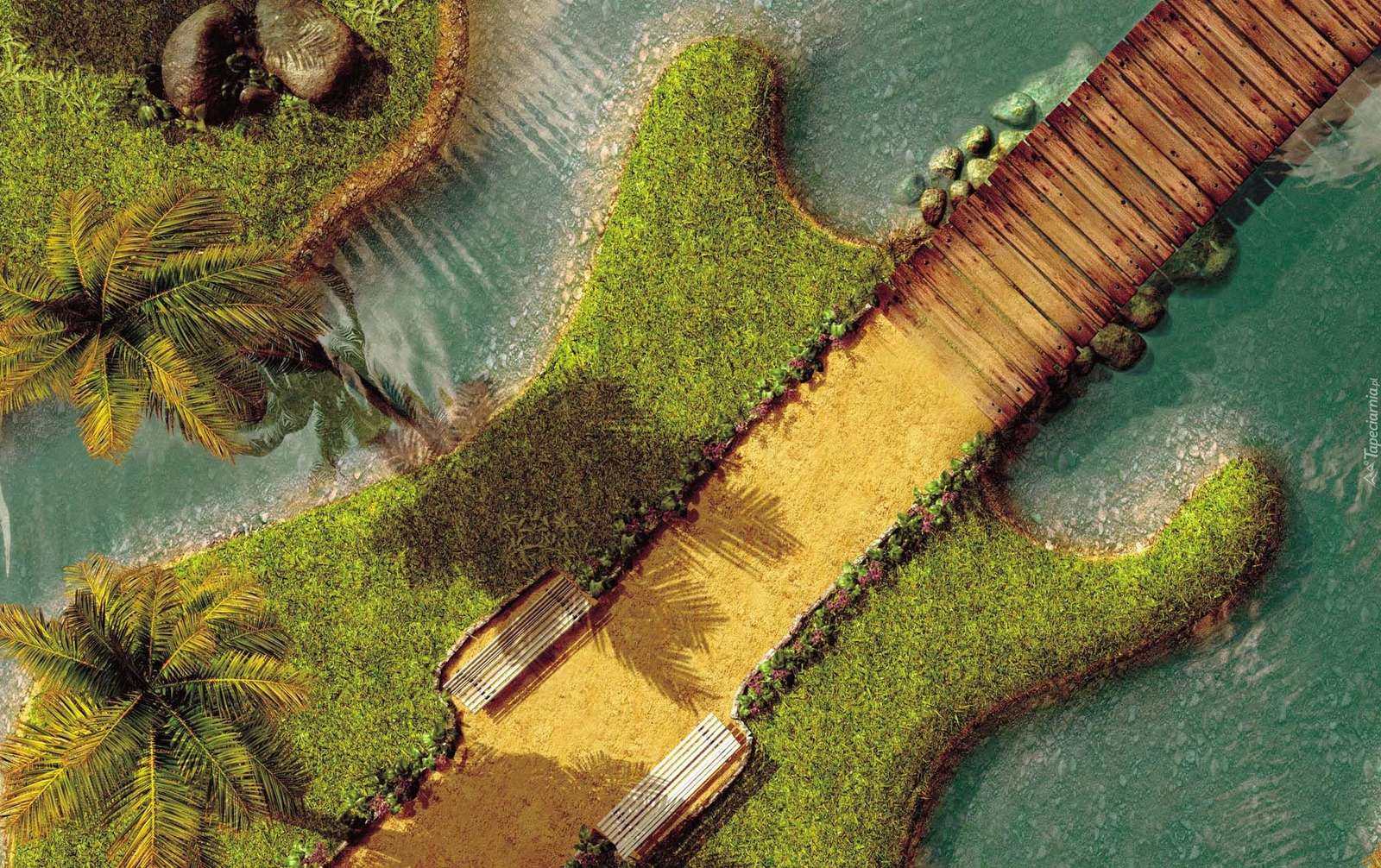 O insulă ca o chitară. puzzle online