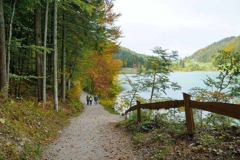 Walk by the lake. jigsaw puzzle online