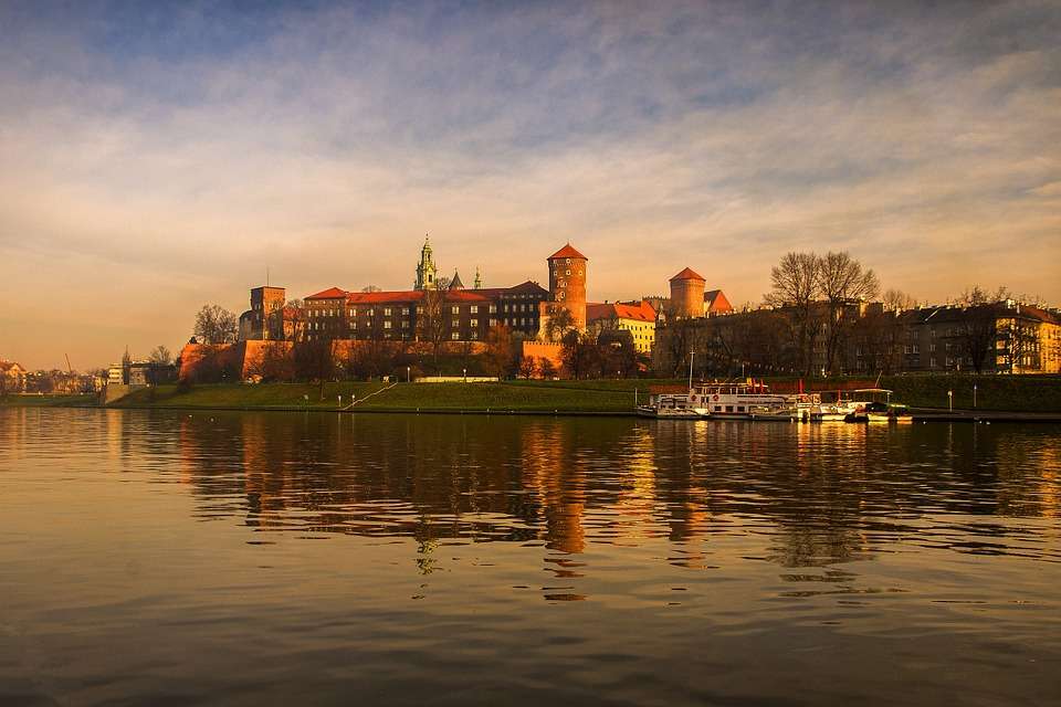 Wawel bei Sonnenuntergang Online-Puzzle
