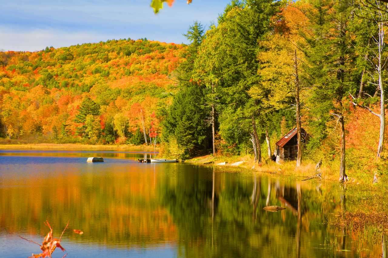 湖のほとりの秋。 ジグソーパズルオンライン