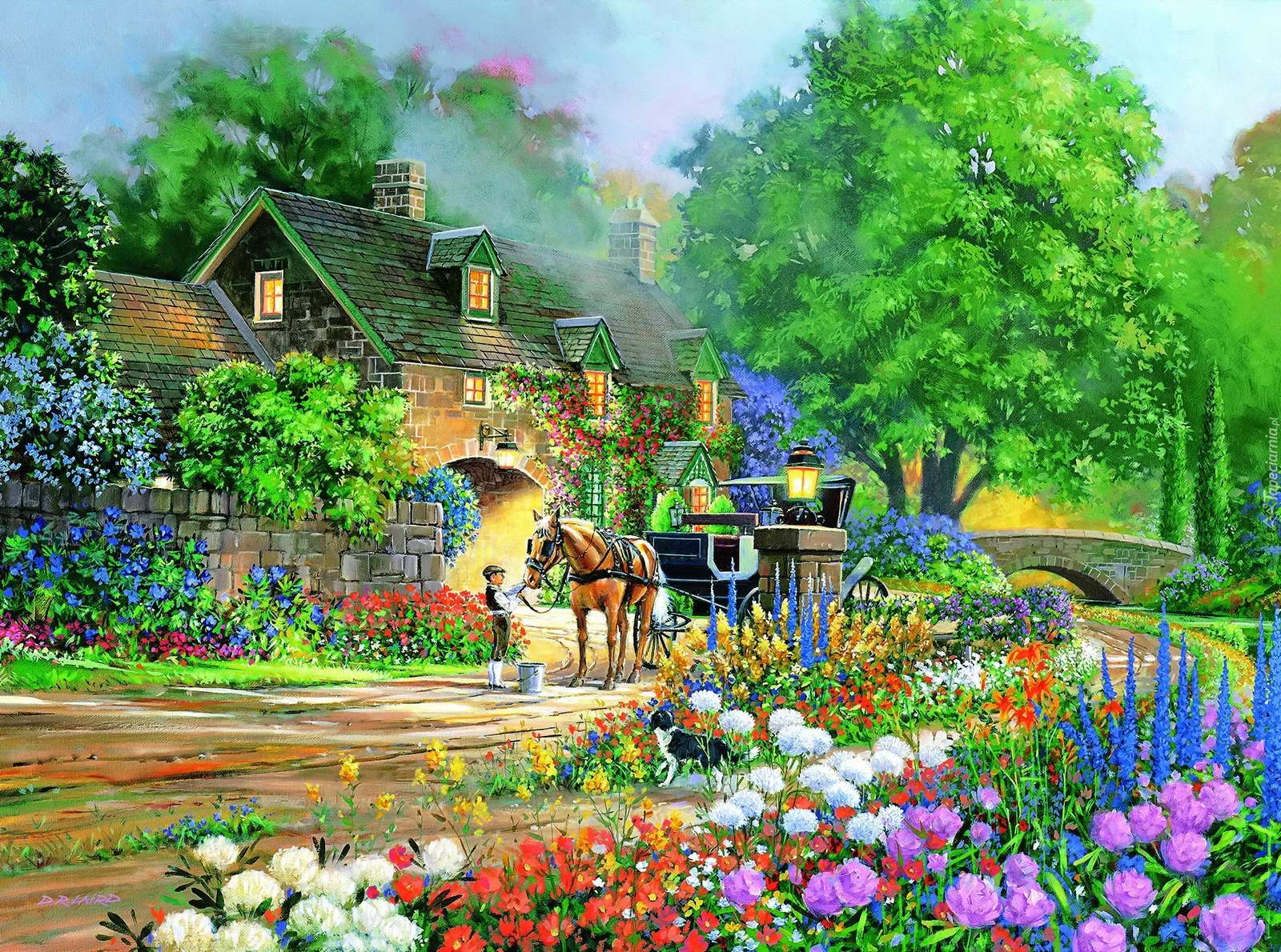 A casa está rodeada por um jardim. puzzle online