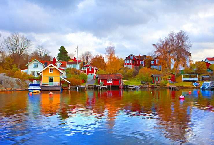 Kleurrijk Zweden. legpuzzel online