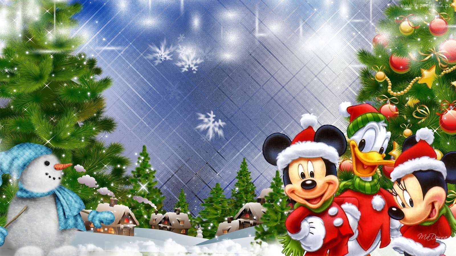 Рождественский Микки Маус онлайн-пазл