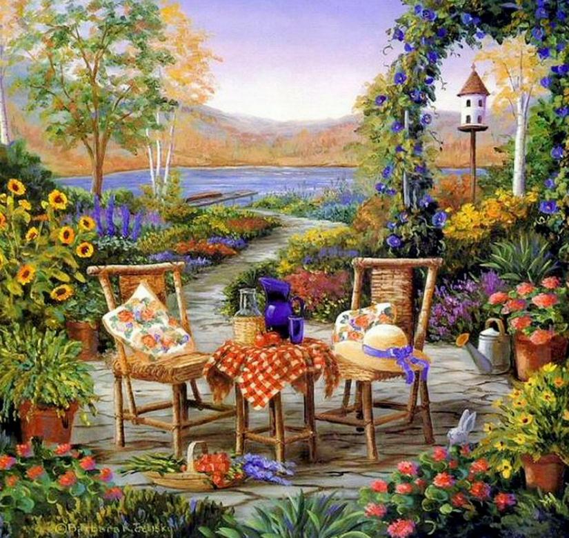 In the garden by the pond. jigsaw puzzle online